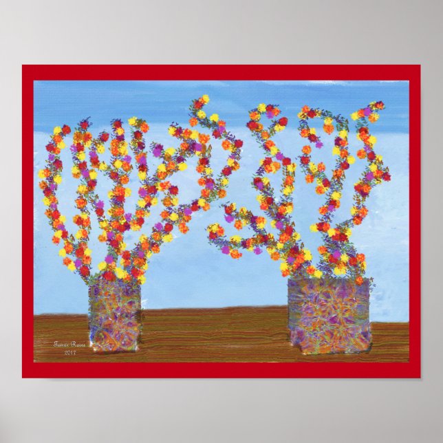 Rainbow färgad-blommor poster (Framsidan)