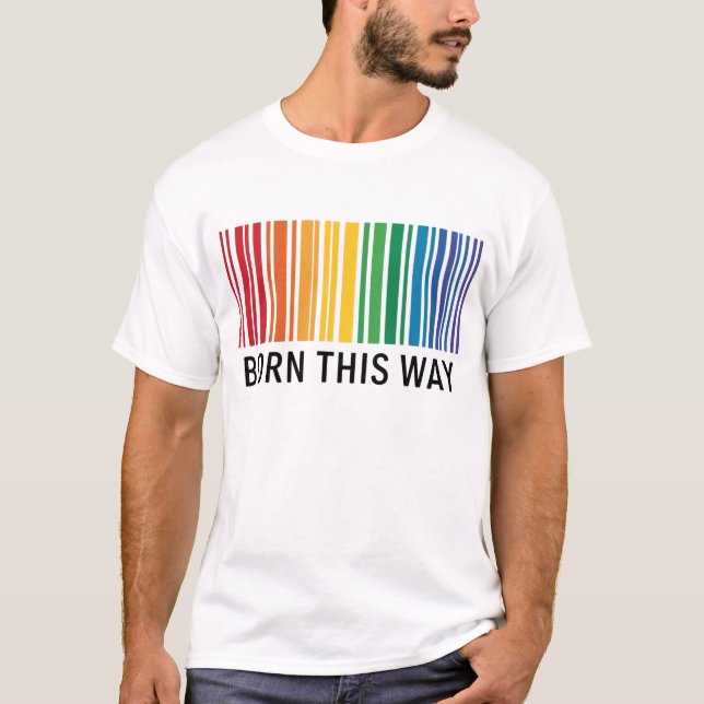 RAINBOW FÄRGAD BORN PÅ DET HÄR SÄTTET BARCODE T SHIRT (Framsida)