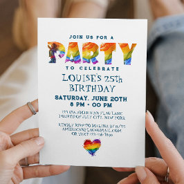 Rainbow Färgad Brev Födelsedagsfest Inbjudningar