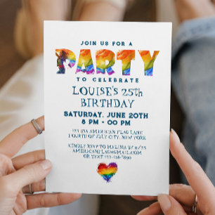 Rainbow Färgad Brev Födelsedagsfest Inbjudningar