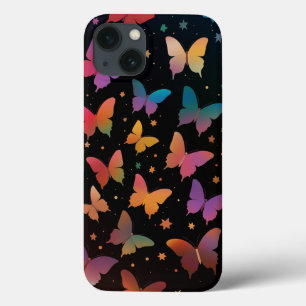 Rainbow Färgad Butterflies Galaxy Stars on Black