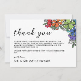 Rainbow Färgad Flowers LGBT Photo Bröllop Tack Kort