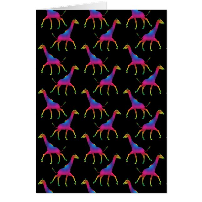 Rainbow Färgad Giraffe Hälsningskort (Framsidan)