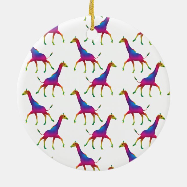 Rainbow Färgad Giraffe Julgransprydnad Keramik (Baksidan)