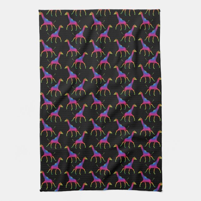 Rainbow Färgad Giraffe Kökshandduk (Vertikal)
