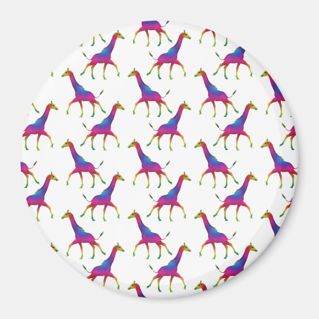 Rainbow Färgad Giraffe Magnet (Framsidan)