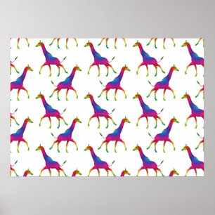 Rainbow Färgad Giraffe Poster