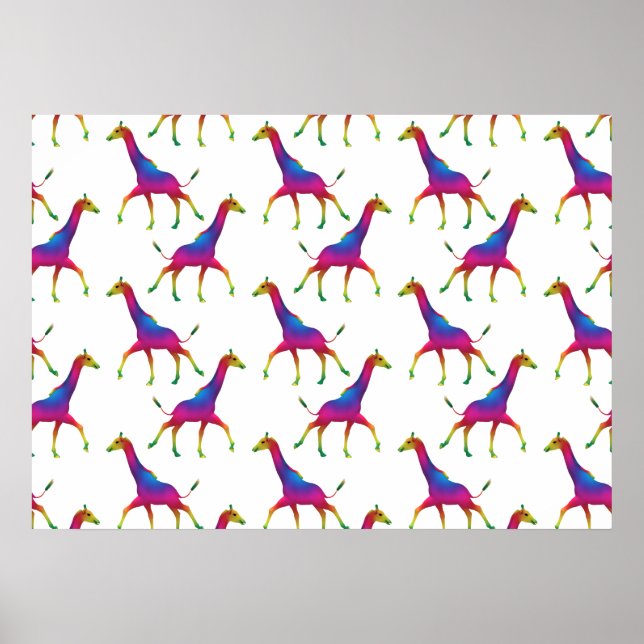 Rainbow Färgad Giraffe Poster (Framsidan)