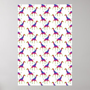 Rainbow Färgad Giraffe Poster