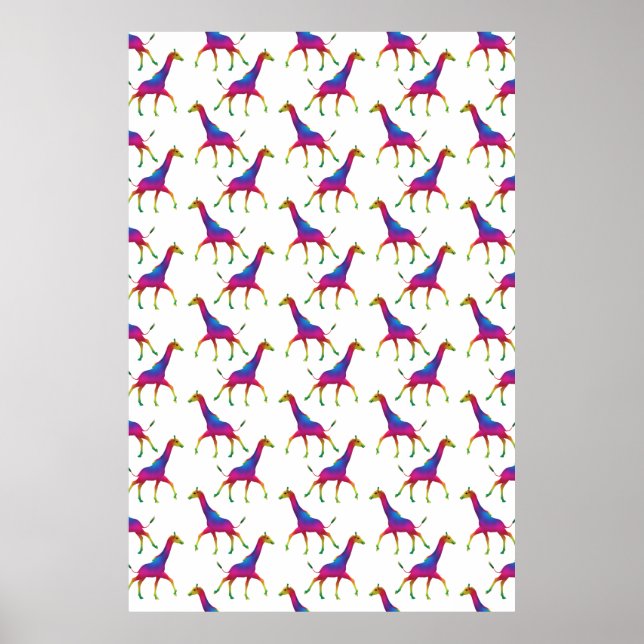 Rainbow Färgad Giraffe Poster (Framsidan)