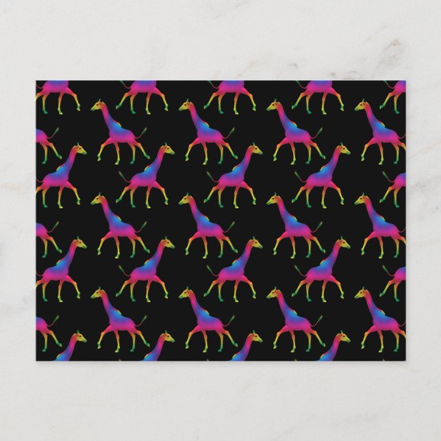 Rainbow Färgad Giraffe Vykort (Framsida)