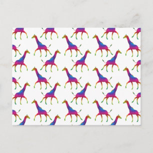 Rainbow Färgad Giraffe Vykort