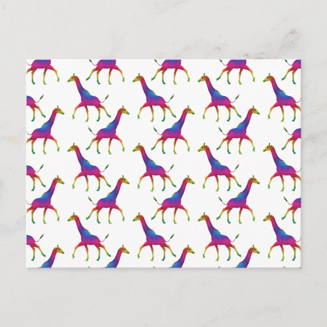 Rainbow Färgad Giraffe Vykort (Framsida)