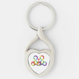 Rainbow, färgad händer. Nyckelkedjan metall Twisted Heart Silverfärgad Nyckelring