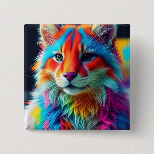 Rainbow Färgad Hårig Cat-68587 Knapp