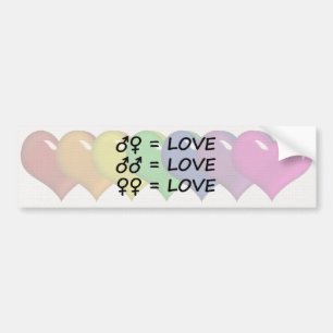 Rainbow Färgad Hearts Bumper Sticker Bildekal