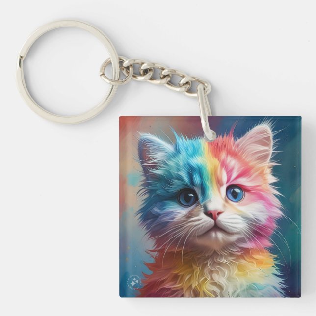 Rainbow Färgad Kitten Potrait (Framsidan)