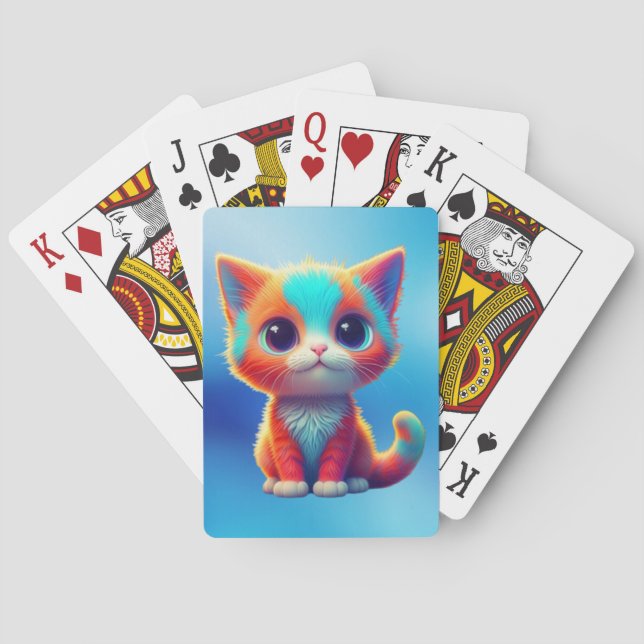 Rainbow Färgad Kitten Tecknad Casinokort (Baksidan)