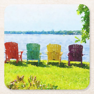 Rainbow Färgad Lakeside Adirondack Ordförande Underlägg Papper Kvadrat