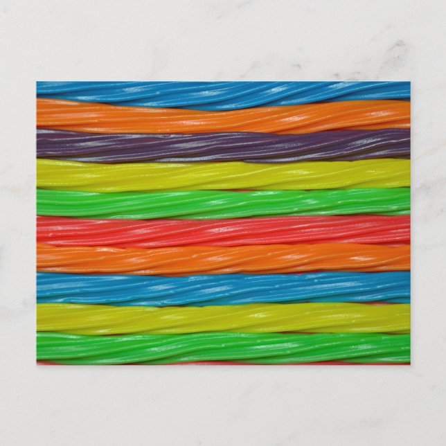 Rainbow färgad licorice candy vykort (Framsida)