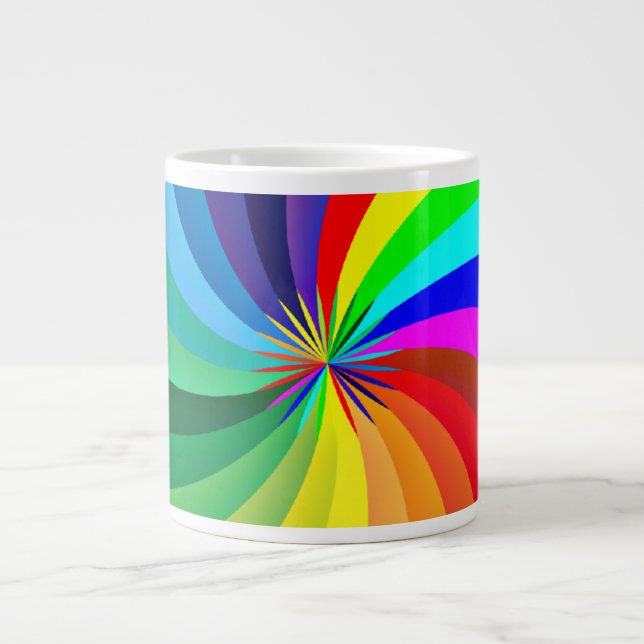 Rainbow Färgad Mandala-46556 Jumbo Mugg (Framsidan)