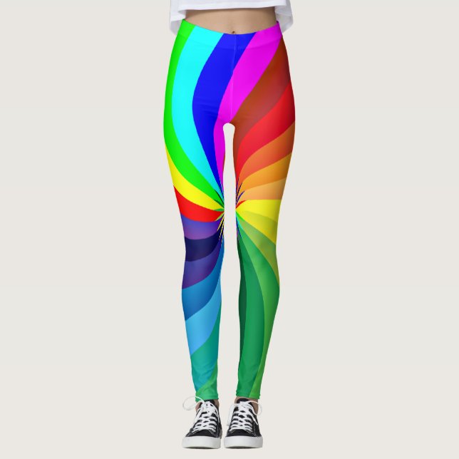 Rainbow Färgad Mandala-46556 Leggings (Framsida)