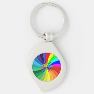 Rainbow Färgad Mandala-46556 Swirl Silverfärgad Nyckelring