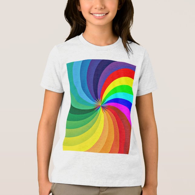 Rainbow Färgad Mandala-46556 T Shirt (Framsida)
