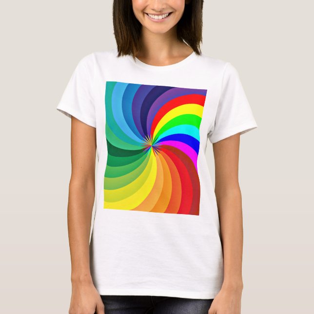 Rainbow Färgad Mandala-46556 T Shirt (Framsida)