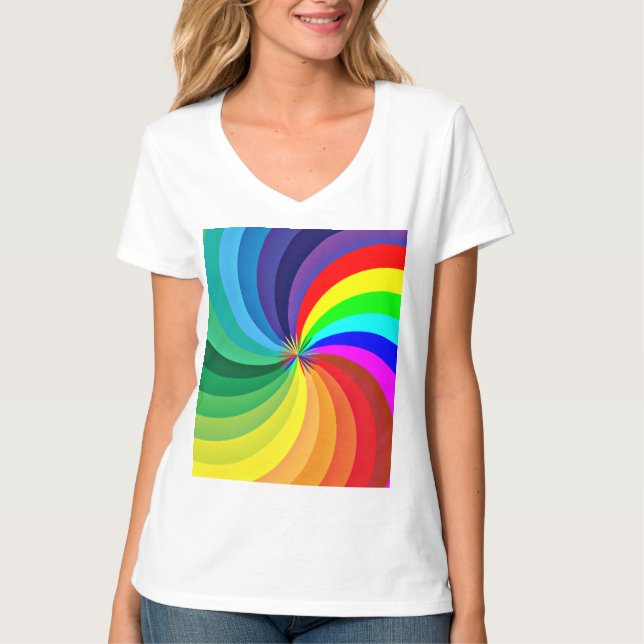 Rainbow Färgad Mandala-46556 T Shirt (Framsida)