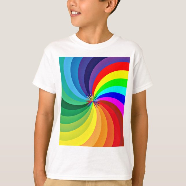 Rainbow Färgad Mandala-46556 T Shirt (Framsida)