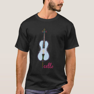Rainbow Färgad Musical Cello Hoodie T Shirt