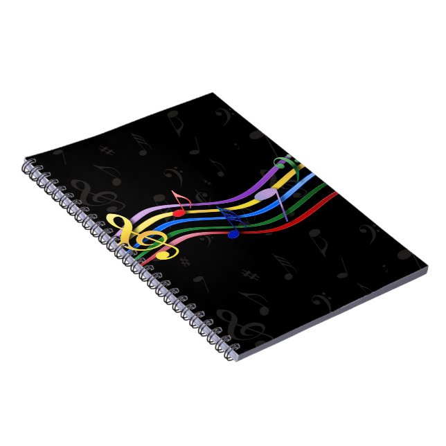 Rainbow Färgad Musik noter Anteckningsbok Med Spiral (Högra Sidan)