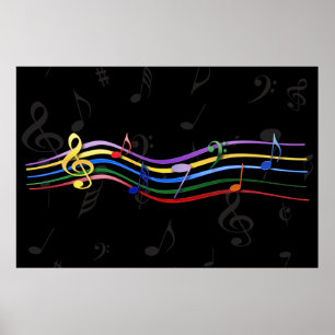 Rainbow Färgad Musik noter Poster