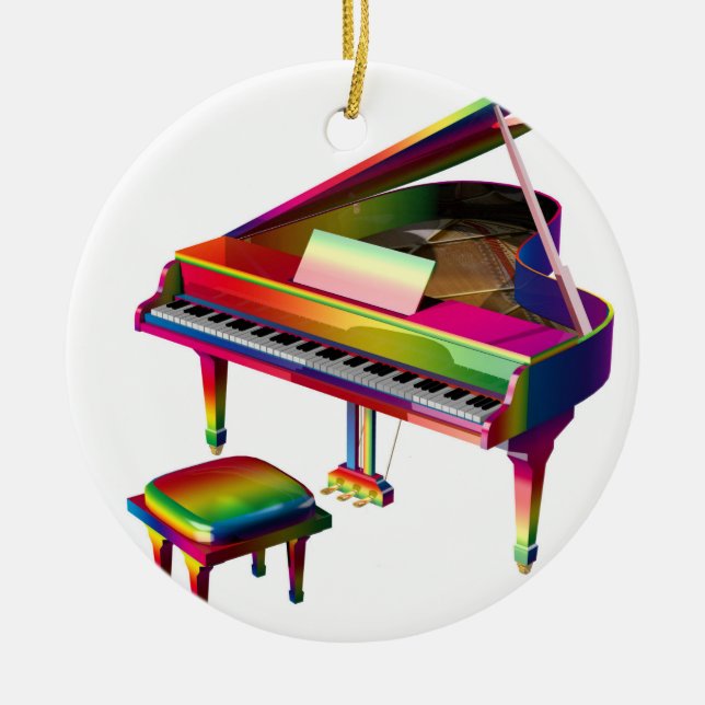 Rainbow Färgad Piano Julgransprydnad Keramik (Framsidan)