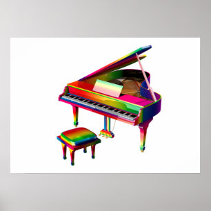 Rainbow Färgad Piano Poster
