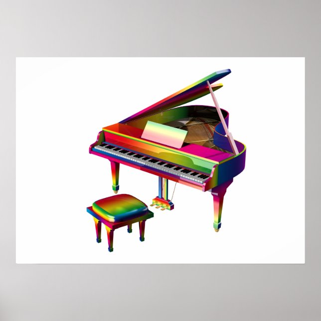 Rainbow Färgad Piano Poster (Framsidan)