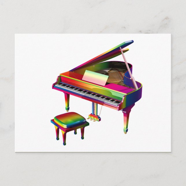 Rainbow Färgad Piano Vykort (Framsida)