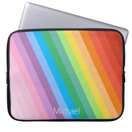 Rainbow Färgad Rand Personlig Namn Laptop Fodral