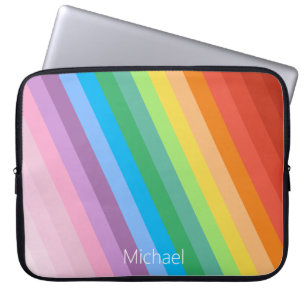 Rainbow Färgad Rand Personlig Namn Laptop Fodral