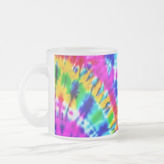 Rainbow färgad tie dye kaffe mugg (Vänster)