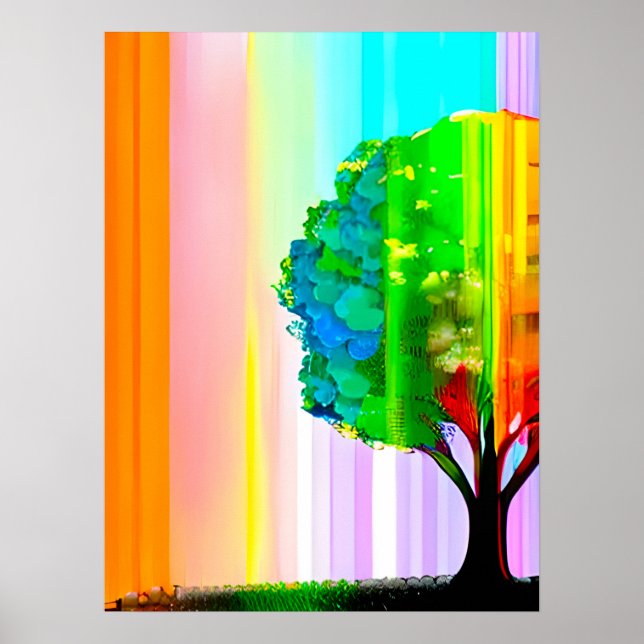 Rainbow Färgad Träd och Himlar Poster (Framsidan)
