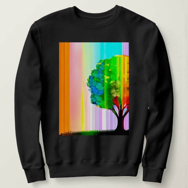 Rainbow Färgad Träd och Himlar T Shirt (Design framsida)