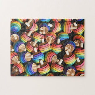 Rainbow Färgad Wood Spinning Top Leksak Roligt Gam Pussel
