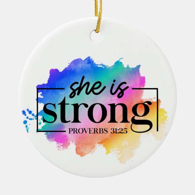 RAINBOW-FÄRGADEN HON ÄR STARK JULGRANSPRYDNAD KERAMIK (Framsidan)