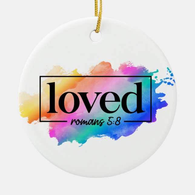 RAINBOW-FÄRGADEN ORD LÅST JULGRANSPRYDNAD KERAMIK (Framsidan)