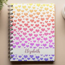 Rainbow Faux Glitter Hearts Bright Colorful Anpass Anteckningsbok