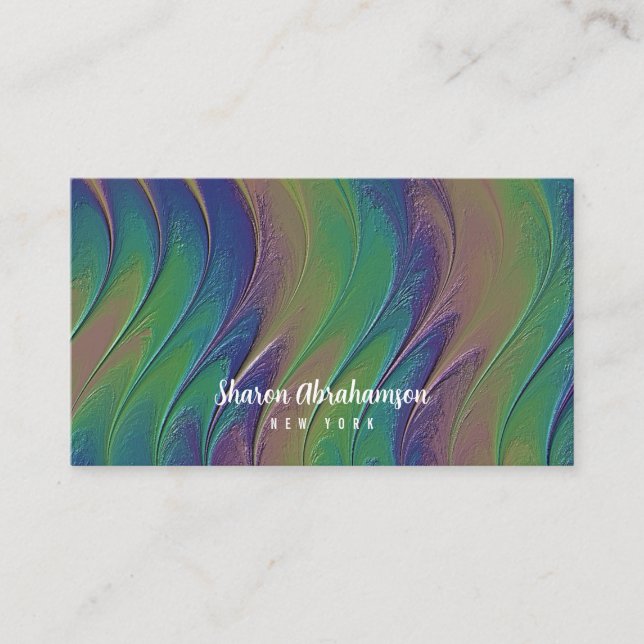 Rainbow Faux Iridescent Opal Background Visitkort (Framsida)