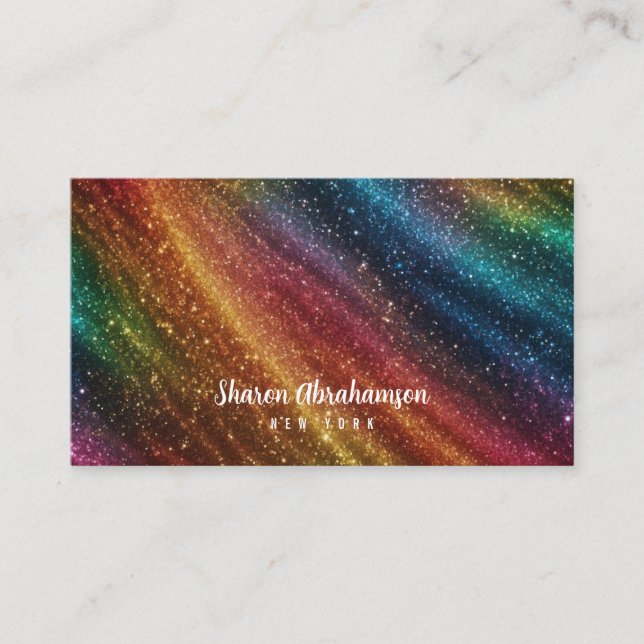 Rainbow Faux Iridescent Opal Faux Glitter Visitkort (Framsida)