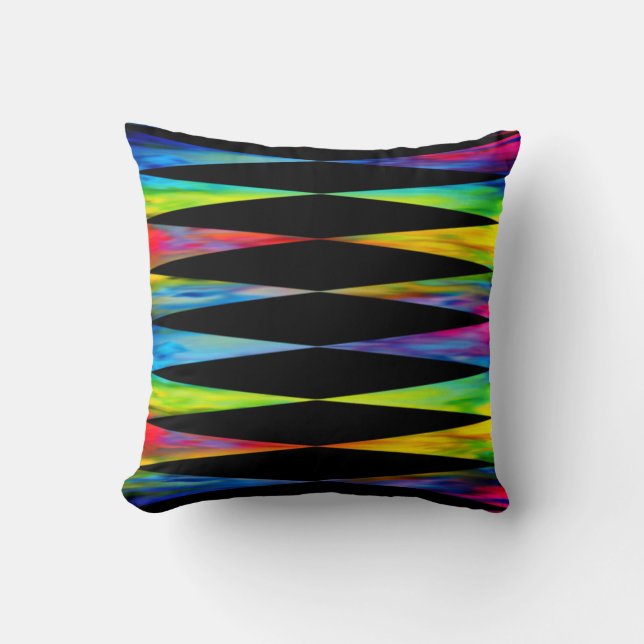 [Rainbow Fiesta] Harlequin Geometric Modern Black Kudde (Framsida)